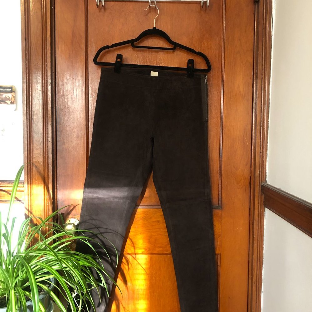 Ecru Brown Leather Pants